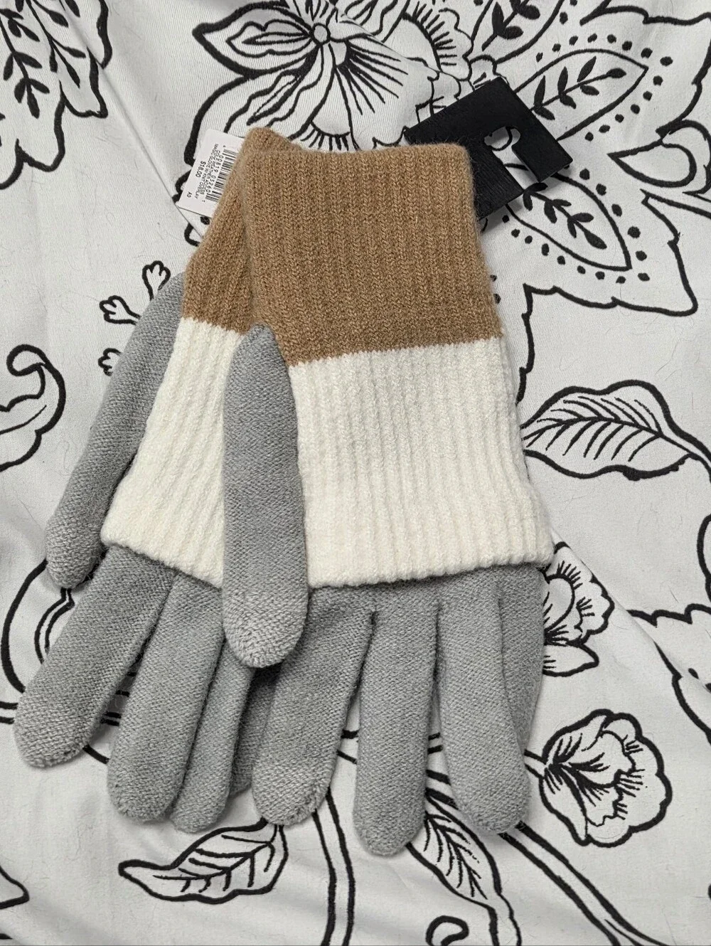 Sonoma Colorblock Knit Mittens — Brown, Cream & Gray